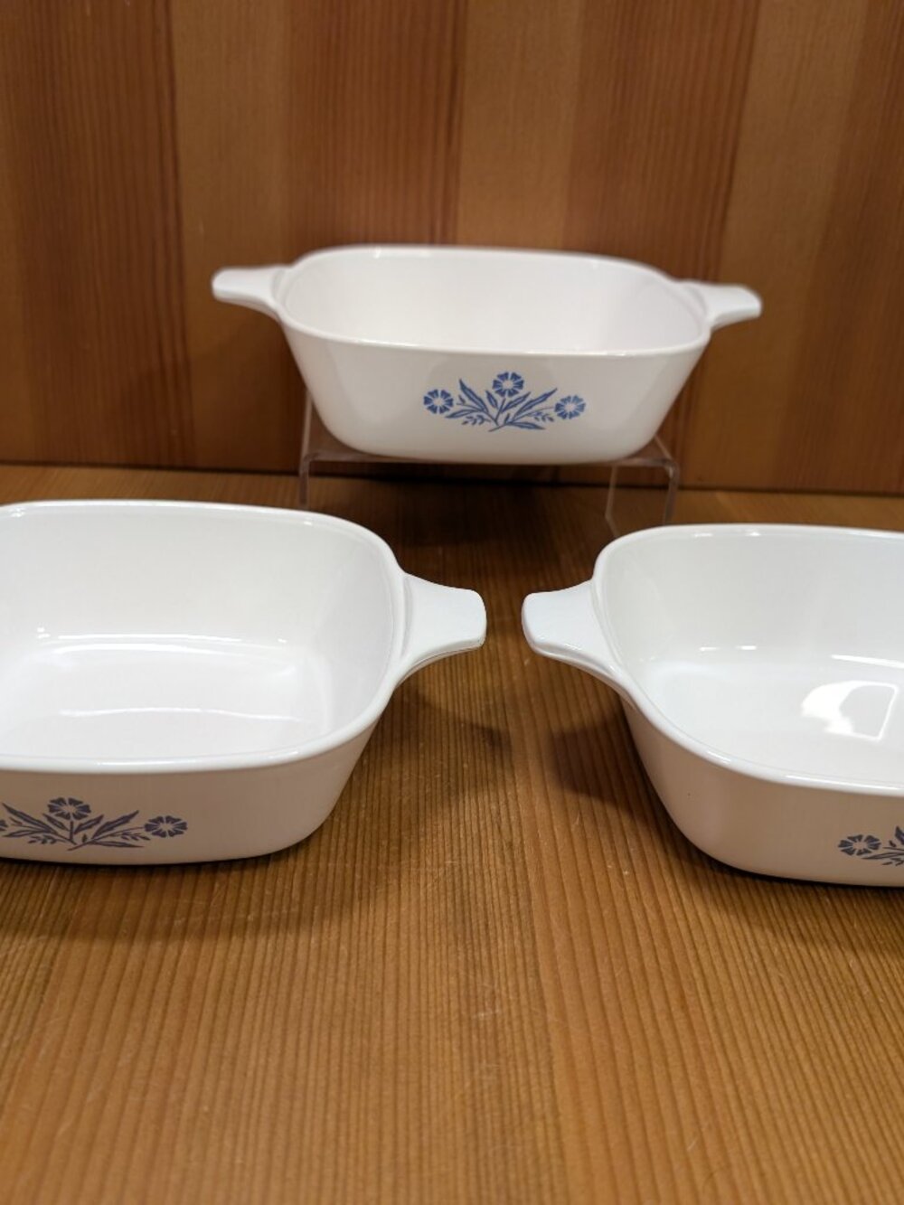 Lot (3) Corning Ware BLUE CORNFLOWER P-41-B Petite Pans Mini 1-3/4 Cup Casserole